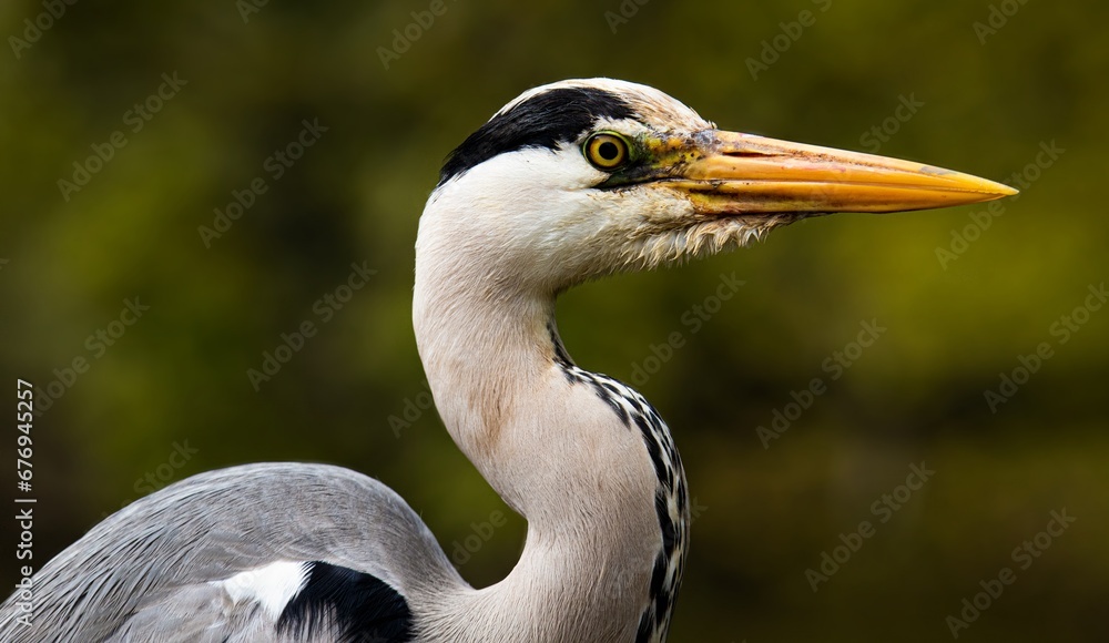 close-up portrait of an adult grey heron. close-up portrait of an adult grey heron.