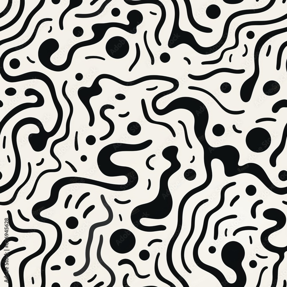 Organic lines seamless patterns with trendy memphis and biological designs in black and white. Organic lines seamless patterns with trendy memphis and biological designs in black and white.