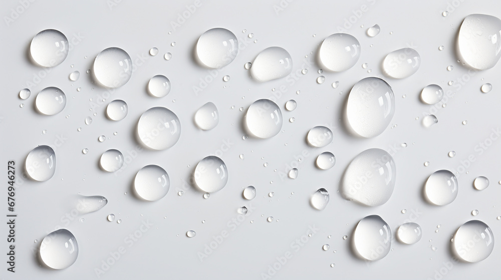 Water drops on a white background.