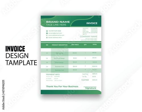 Invoice design template ,invoice bleed invoice business template vector design
