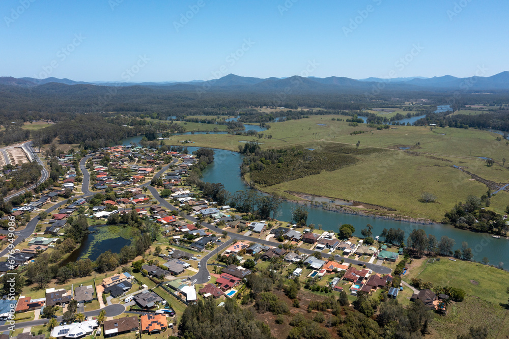 The northern coastal New South Wales town of Urunga  and the Kalang river.