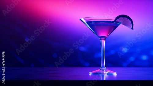 Glass of champagne, A cocktail glass with a nightlife themed background.