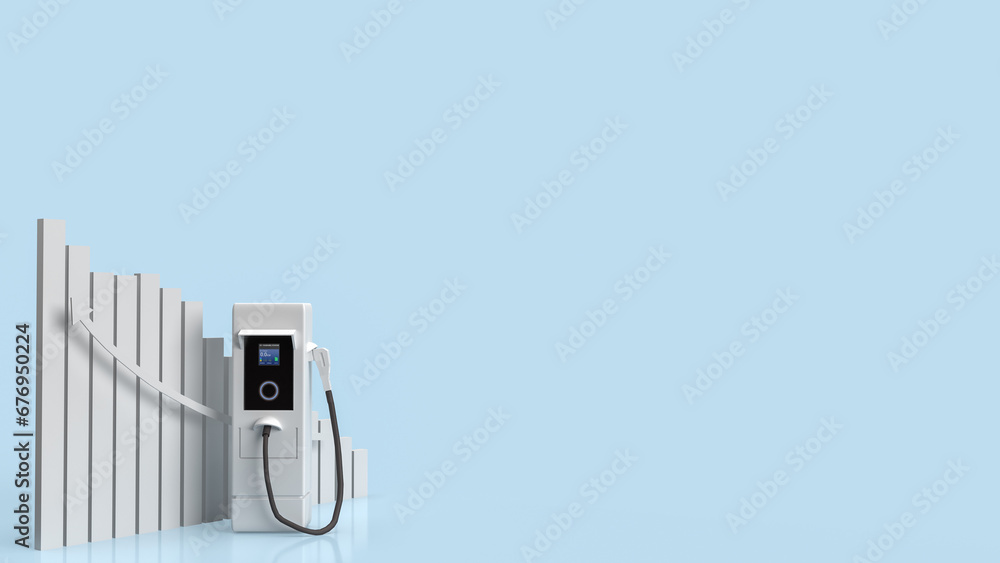 Ev station and Business chart for Technology concept 3d rendering Ev station and Business chart for Technology concept 3d rendering