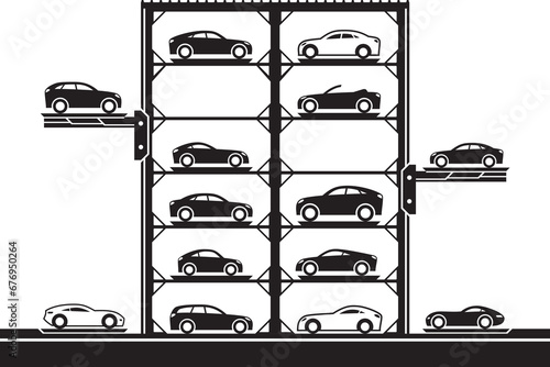 Multilevel car parking - vector illustration