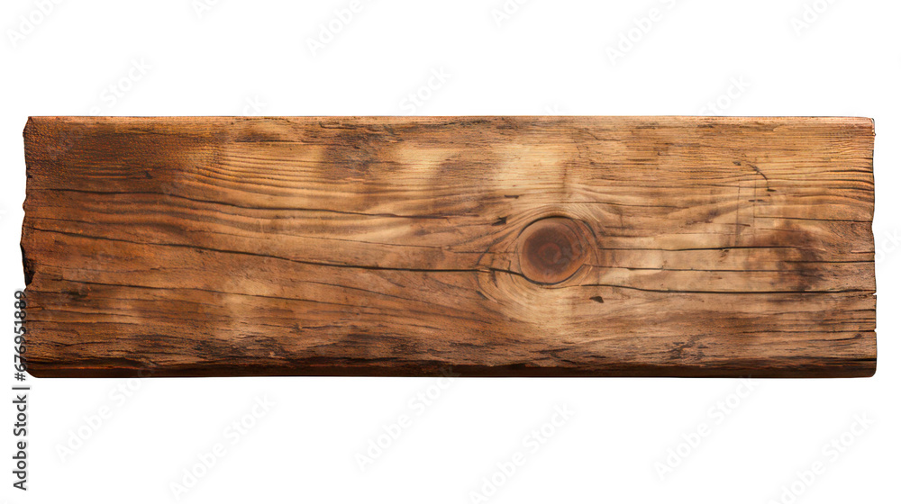 Rustic wooden plank isolated on white created with Generative AI Rustic wooden plank isolated on white created with Generative AI