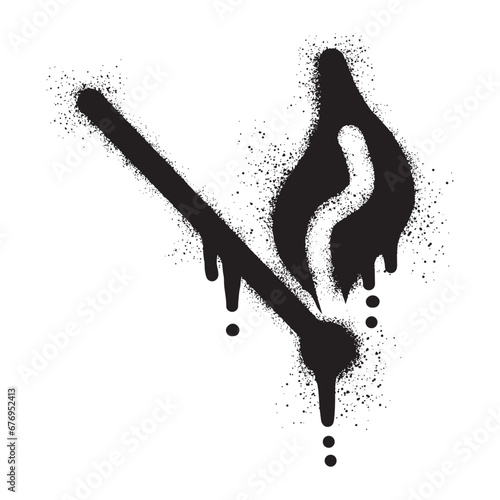 Burning match graffiti with black spray paint art	