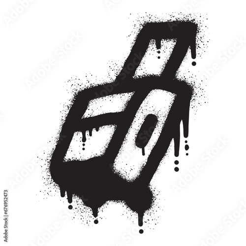 Suitcase graffiti with black spray paint	