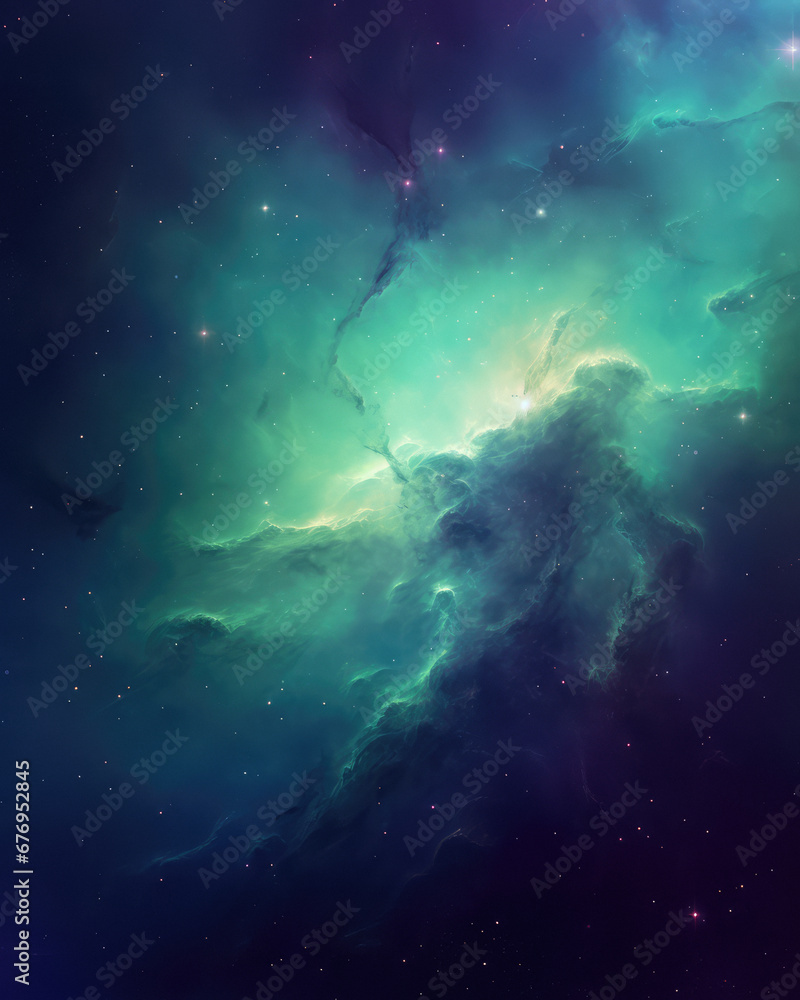 Obraz premium Galactic Sky with Stars and Clouds