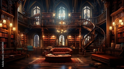 A library with a section for mysteries and detective novels.