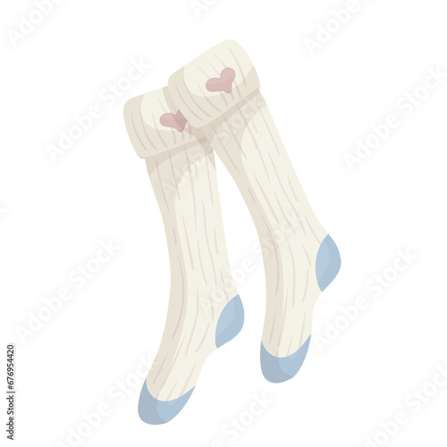 Winter knitted knee socks. Vector graphics.