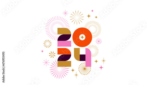 Foto Happy New Year 2024, poster, banner and card design