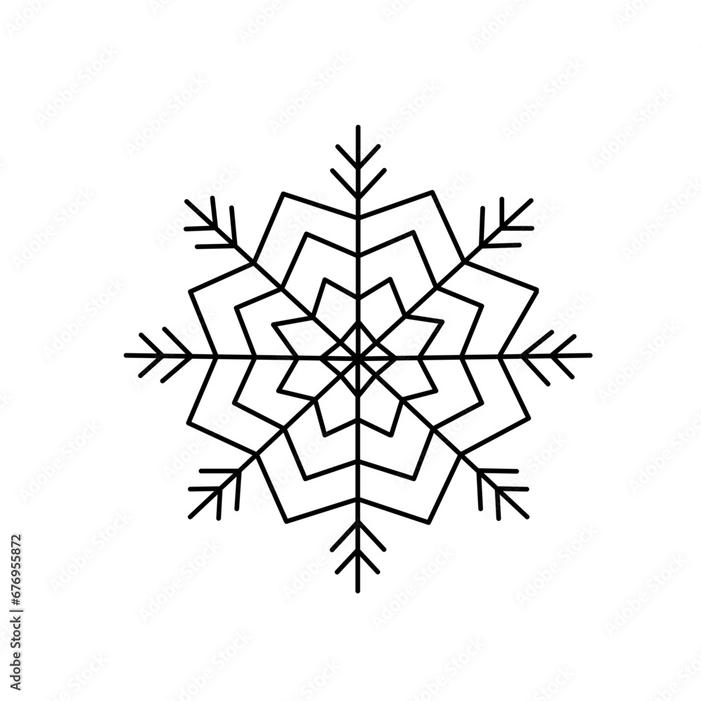 Snowflake Christmas simple doodle linear hand drawn vector illustration, winter holidays New Year elements for seasons greetings cards, invitations, banner, poster, stickers Snowflake Christmas simple doodle linear hand drawn vector illustration, winter holidays New Year elements for seasons greetings cards, invitations, banner, poster, stickers