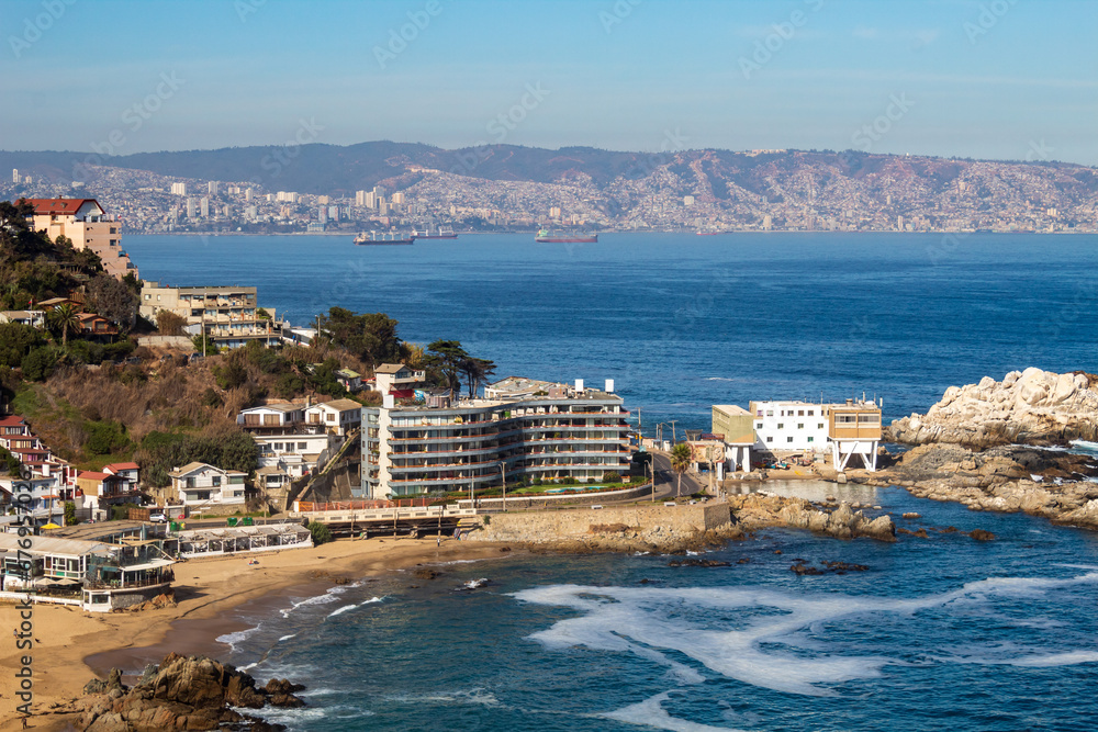 view of the city of the sea Cochoa beach Reñaca beach Viña del Mar Valparaíso Chile  The Garden City