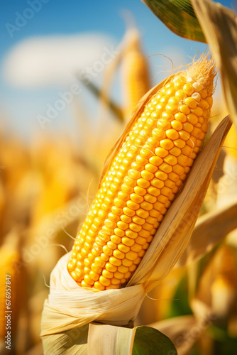 corn field in sunny weather.Generative AI