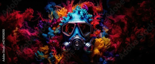 gas mask in the ocean.  photo