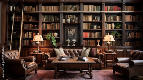 A library with a designated space for book club meetings.