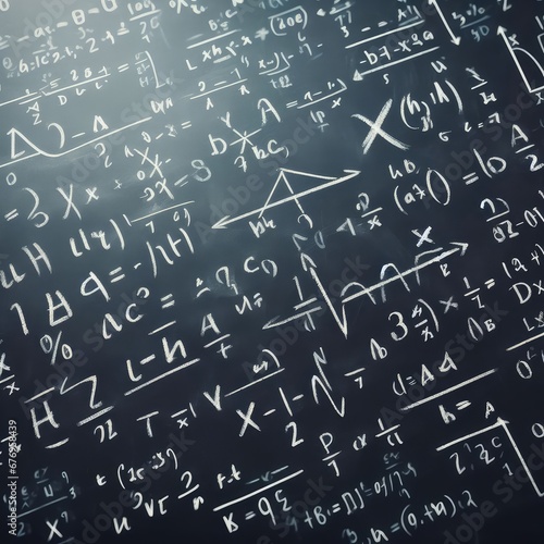 Close up of math formulas on a blackboard