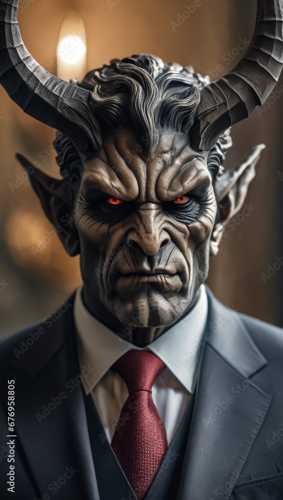 Portrait of demon in business suit