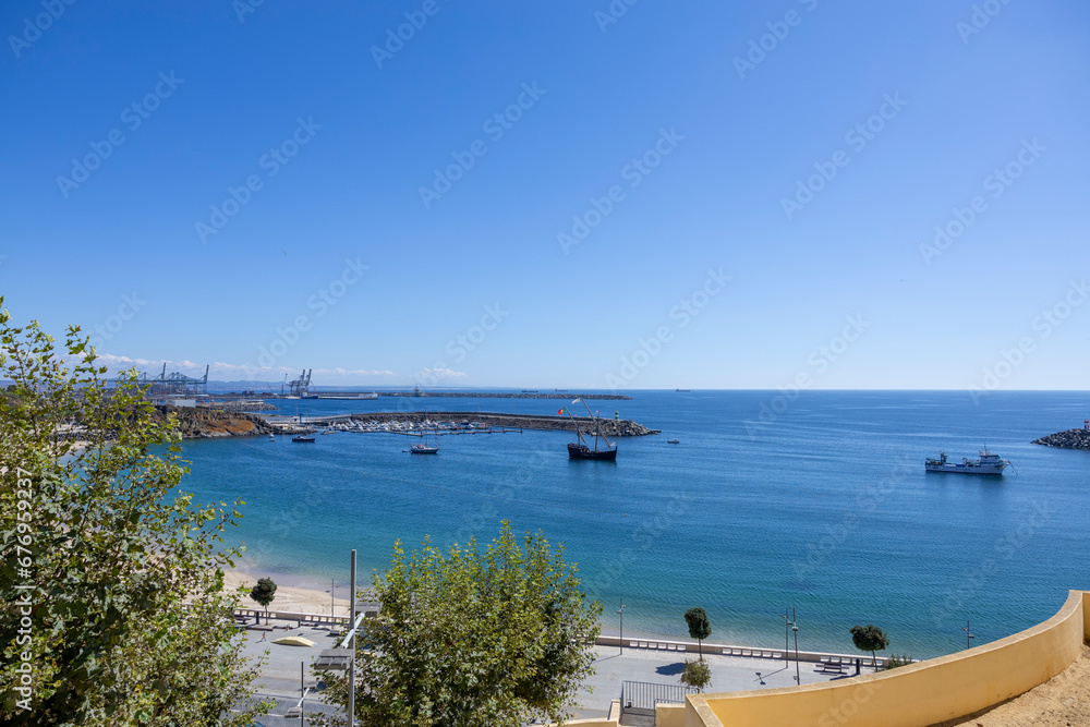 View to sines bay and port in the city of Sines on the South of Portugal