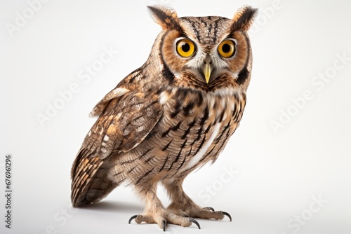 Close-up studio portrait of owl. Design blank © top images