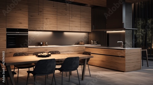 kitchen interior wooden simple material idea concept futuristic