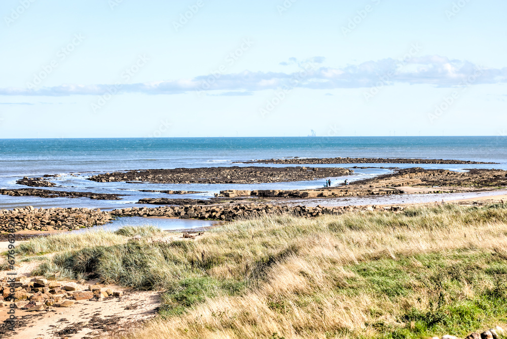 St Andrews, Scotland - September 21, 2023: Seaside views alongside the Kingsbarns Golf Course on the outskirts of St Andrews Scotland
St Andrews, Scotland - September 21, 2023: Seaside views alongside the Kingsbarns Golf Course on the outskirts of St Andrews Scotland