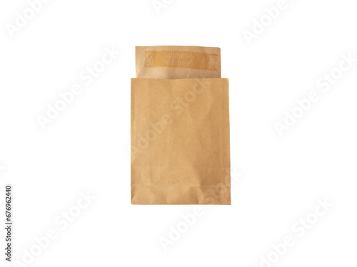 Leinwand Poster Paper courier bag with flap and traces of glue and isolated transparent png