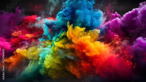 A canvas of night becomes the backdrop for a brilliant display of smoke infused with a spectrum of radiant colors. Generative AI