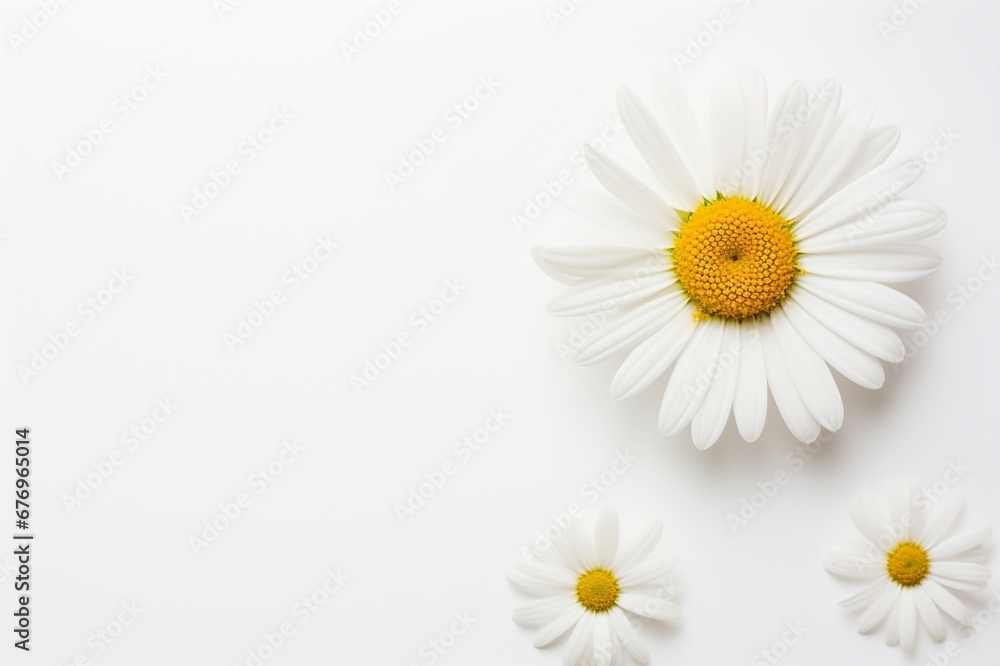 Daisy on a white background with space for naming and branding. Daisy on a white background with space for naming and branding.