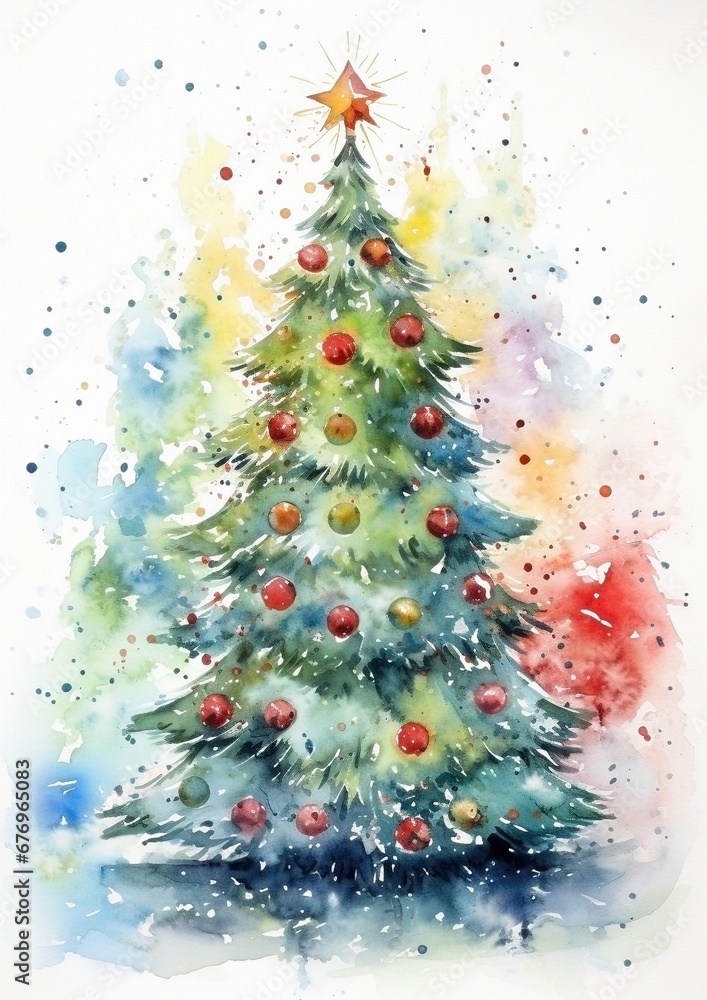 Watercolor Christmas Tree