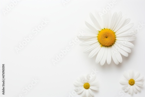 Daisy on a white background with space for naming and branding.