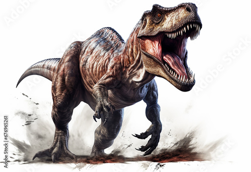 Fototapeta Naklejka Na Ścianę i Meble -  dinossauro Trex isolado em fundo branco 