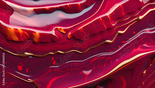 Abstract natural ruby texture with dark veins with gold
