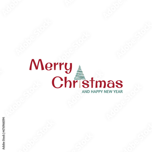 Merry christmas and Happy New Year. Lettering design card template. Vector Illustration