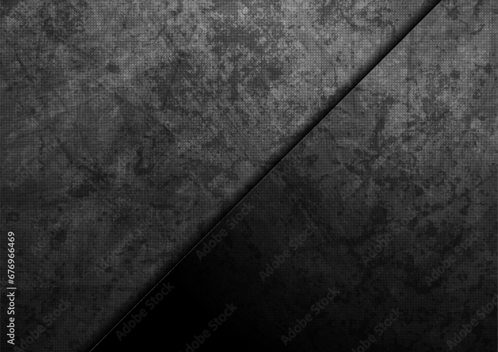 Black technology abstract background with ancient grunge texture. Geometric concept vector design