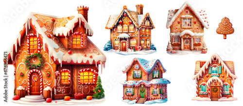 Gingerbread house Illustration for Christmas holiday, New Year, Yule, Noel 