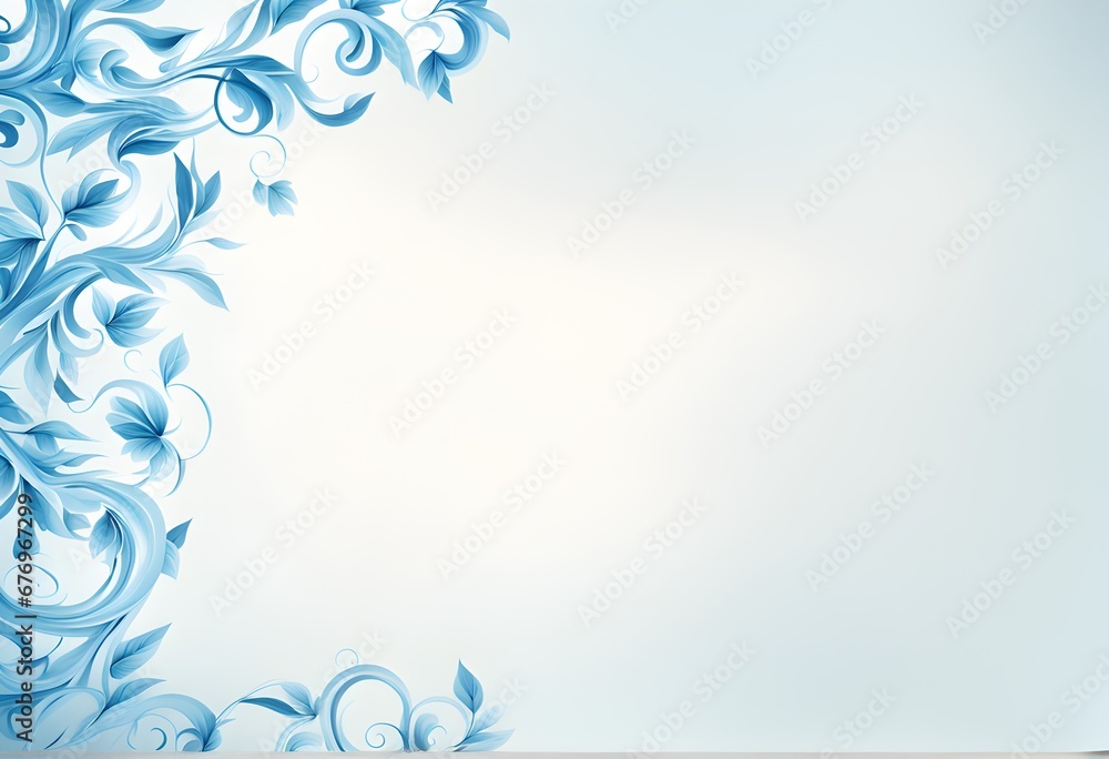 Abstract blue background with floral elements. Template, banner, wallpaper. Place for text