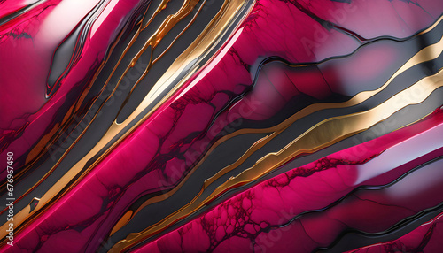 Abstract natural ruby texture with dark veins with gold
