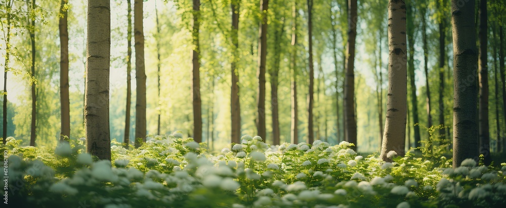 Fototapeta premium a tranquil and beautiful forest. wood, tree. generative AI