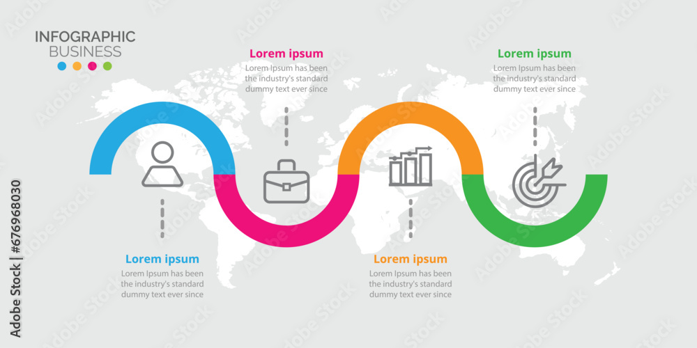 Infographic design presentation business template with icon 4 step. Infographic design presentation business template with icon 4 step.
