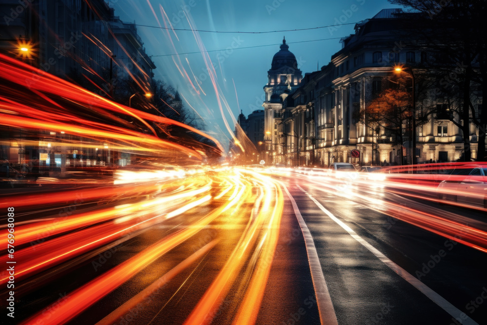 Abstract image of busy city traffic and lights, motion blur Abstract image of busy city traffic and lights, motion blur