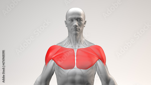 Valokuva body anatomy male muscle region focusing on chest and shoulder muscle