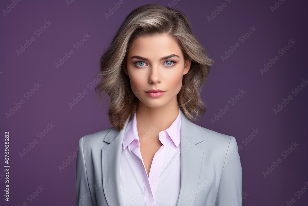 Portrait of beautyful and confident business woman, one color background, generative ai Portrait of beautyful and confident business woman, one color background, generative ai