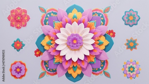 Colorful flowers floral Clipart, high quality resolution, beautiful flowers white background, AI generated images, jpg illustration. 


