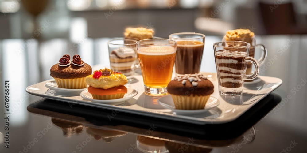 Small coffees and cupcakes served on a table Small coffees and cupcakes served on a table