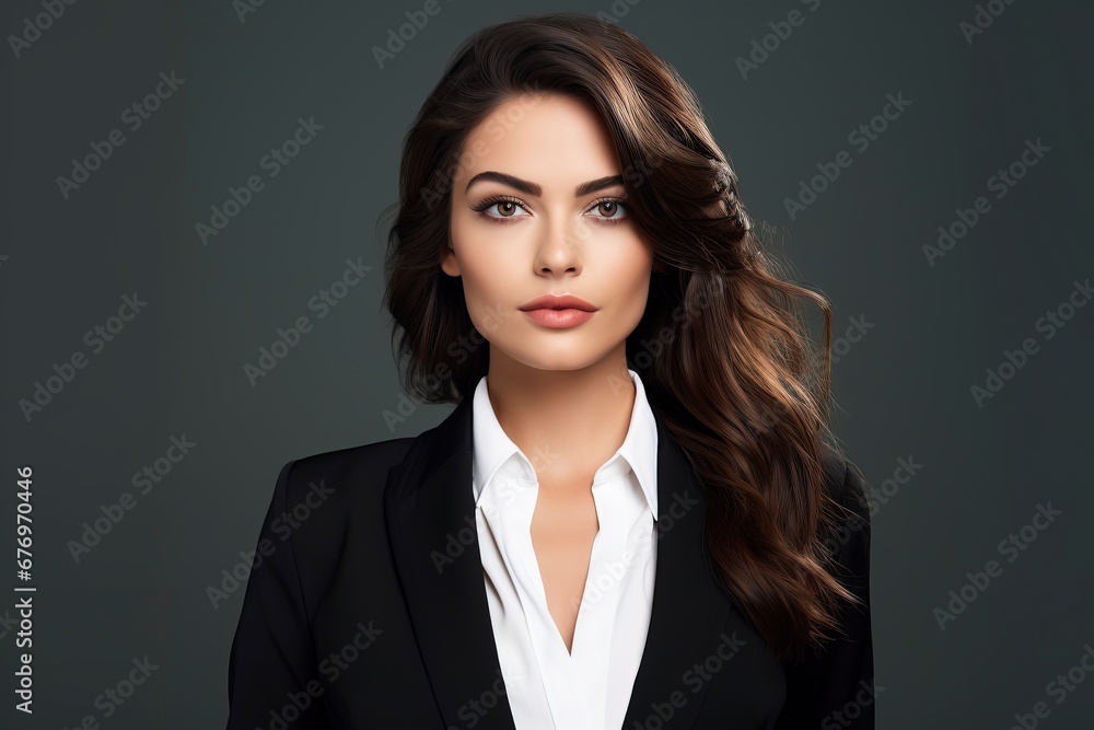Portrait of beautyful and confident business woman, one color background, generative ai Portrait of beautyful and confident business woman, one color background, generative ai