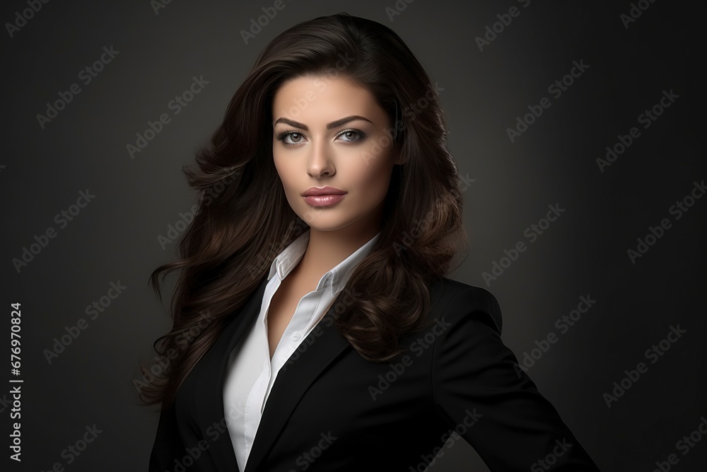 Portrait of beautyful and confident business woman, one color background, generative ai Portrait of beautyful and confident business woman, one color background, generative ai