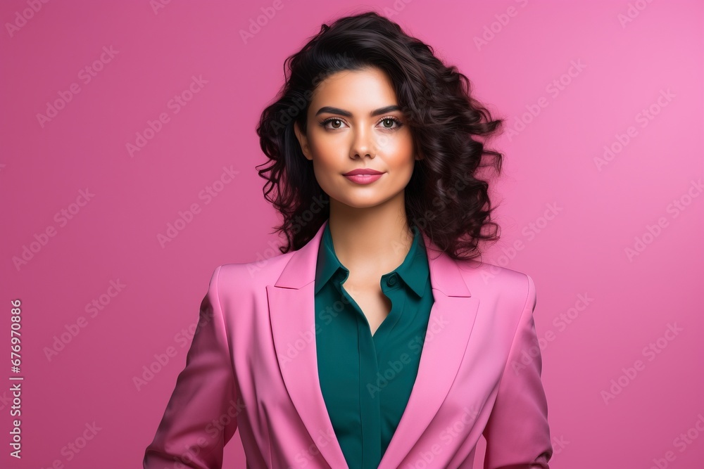 Portrait of beautyful and confident business woman, one color background, generative ai Portrait of beautyful and confident business woman, one color background, generative ai
