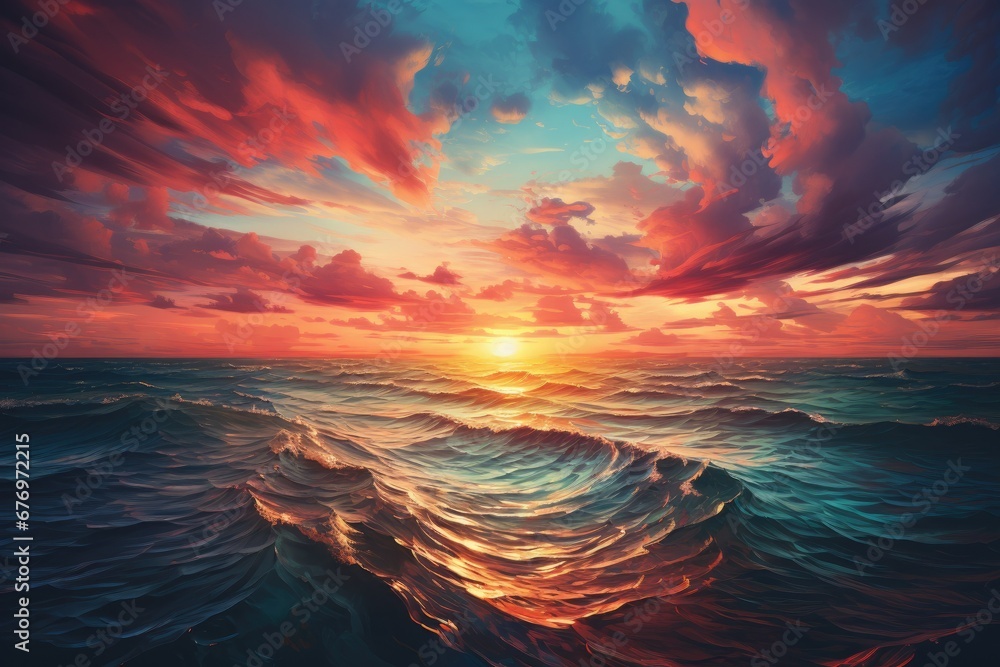 Mesmerizing Ocean Sunset - obrazy, fototapety, plakaty 