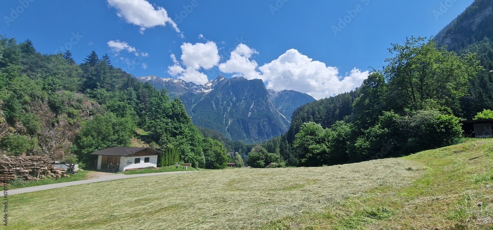 austrian sceneries alpine countryside of mountain peaks